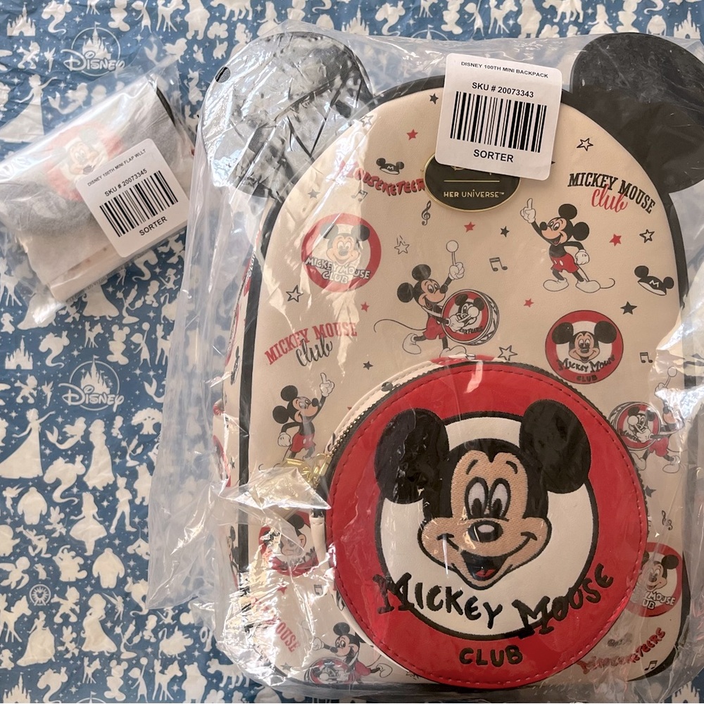 Her Universe Disney 100 Years Mickey Mouse Club Mini Backpack and Wallet NWT
